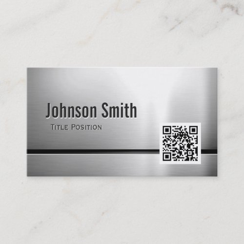 QR Code and Stainless Steel _ Brushed Metal Look Business Card