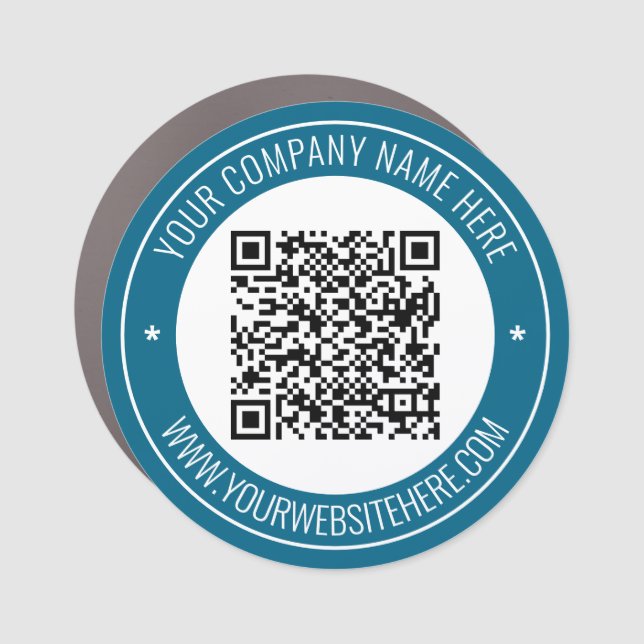 QR Code and Text Business Car Magnet Template (Front)