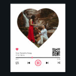 QR Code Any Song Custom Couple Anniversary Photo Poster<br><div class="desc">Modern and elegant design printed Unique QR Code Any Song Custom Couple Anniversary Heart Photo Poster that can be customized with your text. Please click the "Customize it" button and use our design tool to modify this template. If you want change time marker location use spacebar to move the circle...</div>