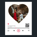 QR Code Any Song Custom Couple Anniversary Photo Poster<br><div class="desc">Modern and elegant design printed Unique QR Code Any Song Custom Couple Anniversary Heart Photo Poster that can be customized with your text. Please click the "Customize it" button and use our design tool to modify this template. If you want change time marker location use spacebar to move the circle...</div>