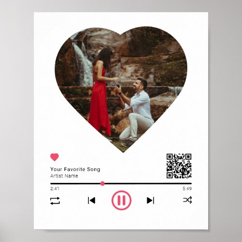 QR Code Any Song Custom Couple Anniversary Photo Poster