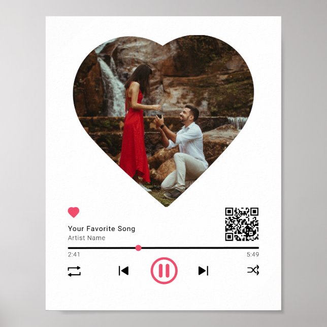QR Code Any Song Custom Couple Anniversary Photo Poster (Front)