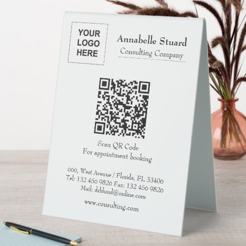 QR code Appointment book Professional Company Table Tent Sign