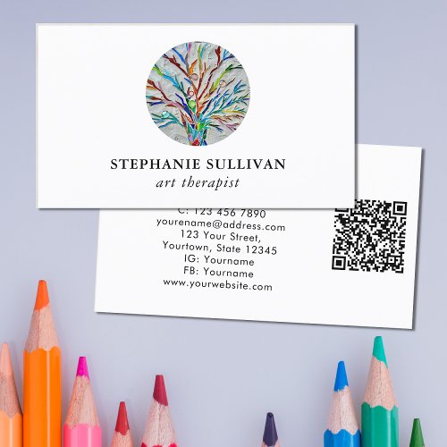 QR Code Art Therapist Business Card