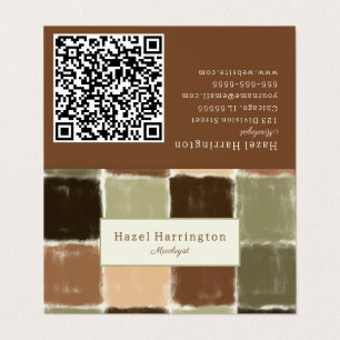 QR Code Artistic Folded Business Card Earthy Color