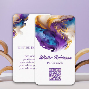 QR code artsy alcoho ink agate  Business Card