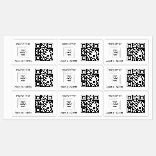QR Code Asset ID Company Property Label Style