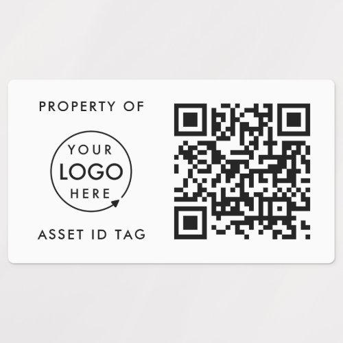 QR Code Asset ID Property of Company Business Logo Labels