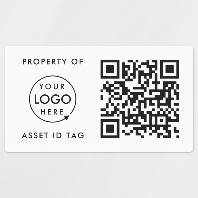 QR Code Asset ID Property of Company Business Logo Labels (Design 1)