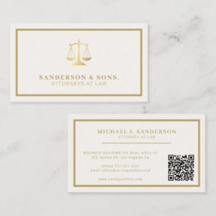 QR code attorney lawyer professional gold cream Business Card