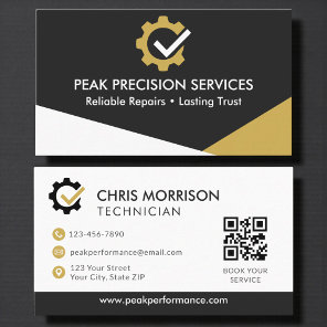 QR Code Auto Mechanic Professional Service Repair Business Card