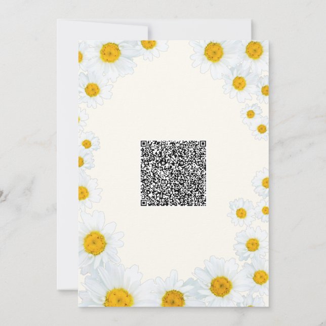 QR Code Baby Shower Invitation with Daisy Flowers (Back)