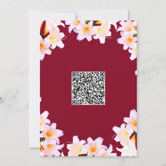 QR Code Baby Shower Invitation with Lilly Flowers (Back)