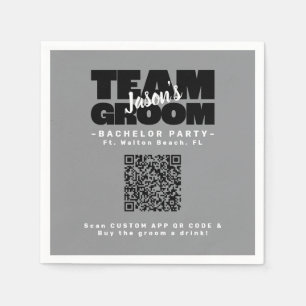 QR Code Bachelor Party Buy Drink Team Groom Brews Napkins
