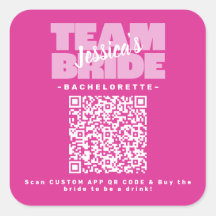 Team Bride Pink Script Classic Round Sticker, Zazzle