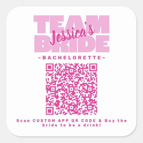 QR Code Bachelorette Party Buy Drink Team Bride Square Sticker