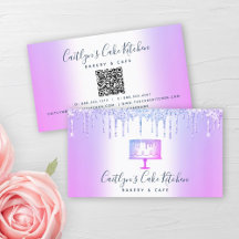 QR Code Bakery Cake Purple Glitter Drips Dessert