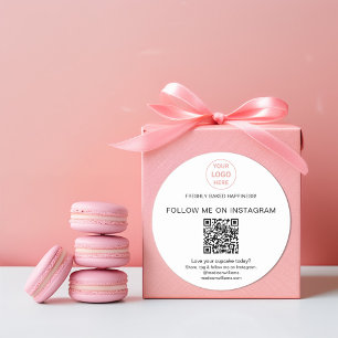 QR Code Bakery Logo White Business Sticker