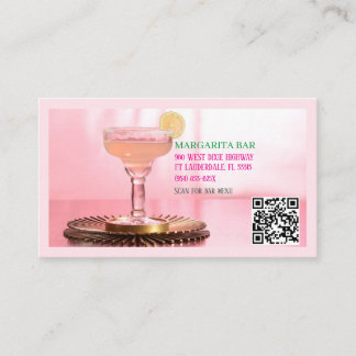 QR Code Bar & Lounge Pink Margarita Business Card