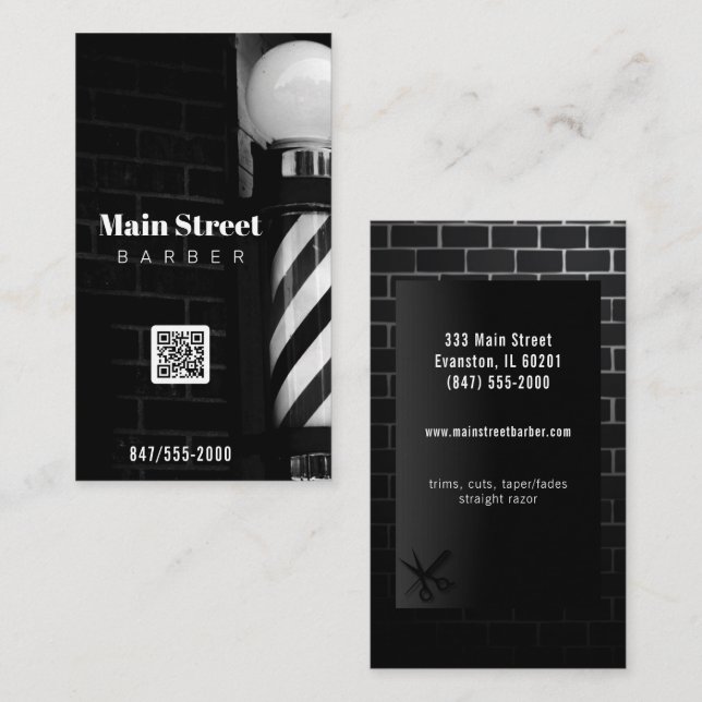 qr code barbershop business card (Front/Back)