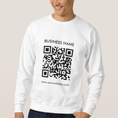 QR Code Barcode Mens Modern Elegant White Sweatshirt