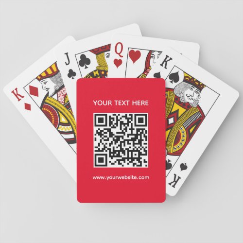 QR Code Barcode Website Url Red Custom Template Poker Cards