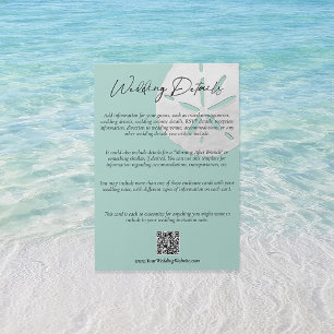 QR Code Beach Sea Glass Sand Dollar Wedding Detail Enclosure Card