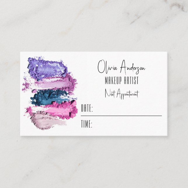 QR Code Beauty Swatch Makeup Artist Appointment Business Card (Front)