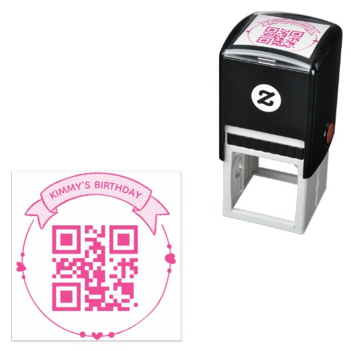 QR Code Birthday Info Self_Inking Rubber Stamp