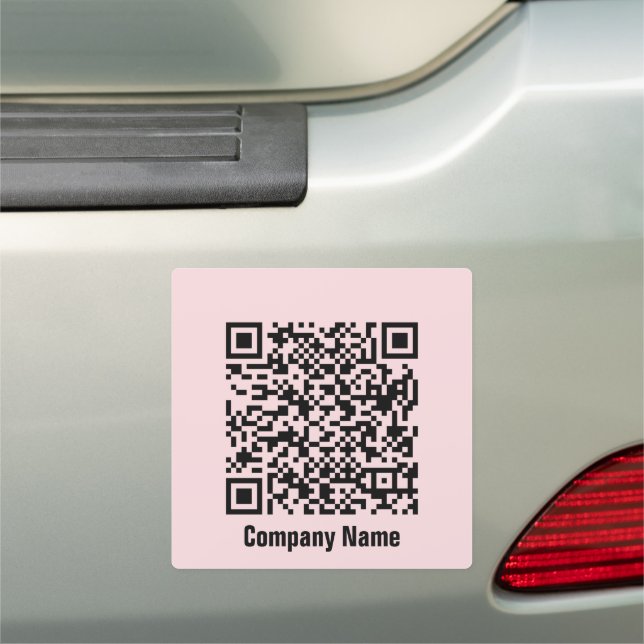 QR Code Black and Light Pink Business Template Car Magnet (In Situ)