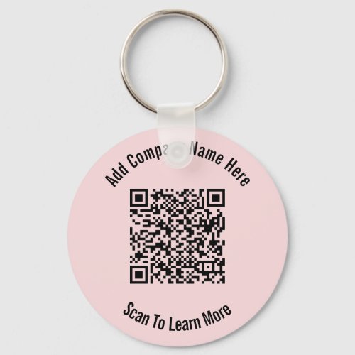 QR Code Black and Light Pink Business Template Keychain
