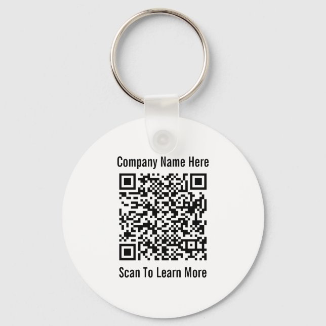 QR Code Black and White 2-Sided Business Template Keychain (Front)