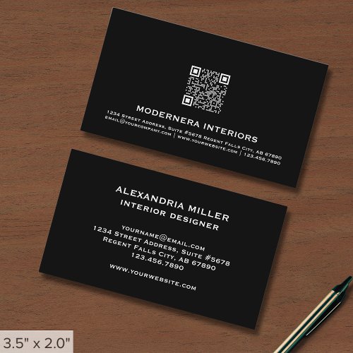 QR Code Black and White Business Card