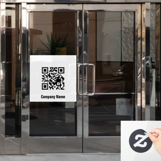 QR Code Black and White Business Template  Window Cling (Office Door)