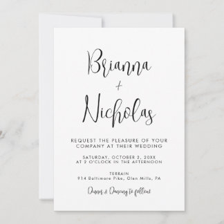 QR Code Black and White Calligraphy Wedding Invitation