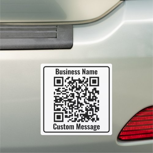 QR Code Black and White Company Name Text Template Car Magnet