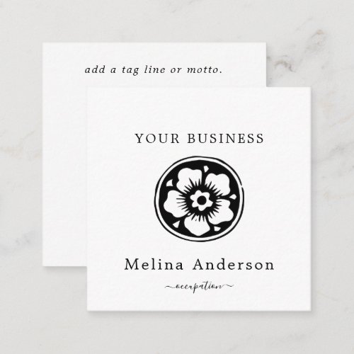 QR Code Black and White Logo Square Business Card