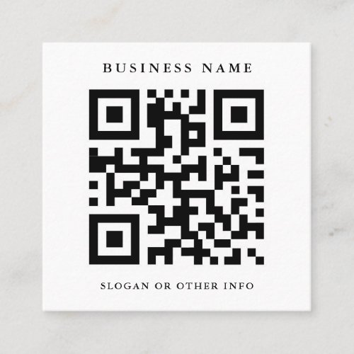 QR Code Black and White Square Business Card