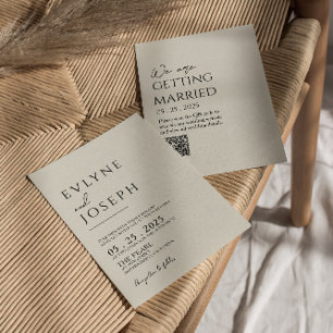 QR Code Black & Beige Boho Neutral Wedding Invitation