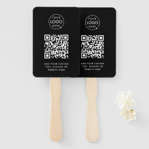 QR Code Black Business Logo Professional Hand Fan