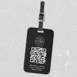 QR Code | Black Business Logo Professional Modern Luggage Tag<br><div class="desc">A simple custom black business QR code keychain template in a modern minimalist style which can be easily updated with your company logo,  QR code and custom text,  eg. scan me to...  #QRcode #logo #keychain #business</div>