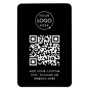 QR Code   Black Business Logo Professional Modern Magnet