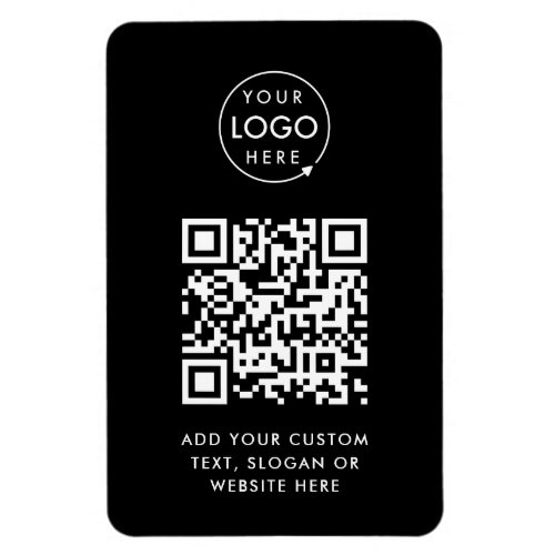 QR Code  Black Business Logo Professional Modern Magnet