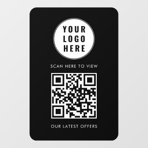 QR Code Black Business Logo Scan Here Modern Window Cling
