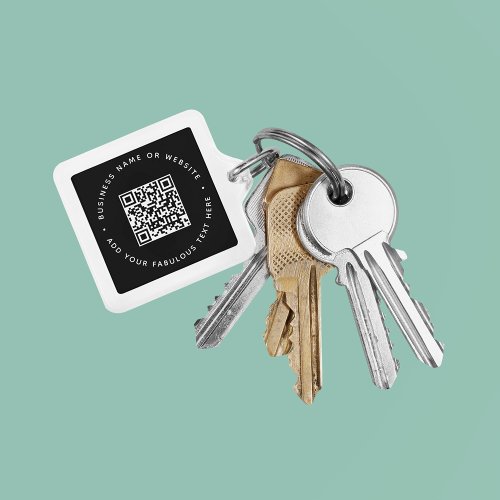 QR Code  Black Business Modern Affordable Square Keychain