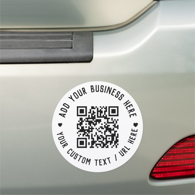 QR Code | Black Business Modern Budget Round Car Magnet (In Situ)