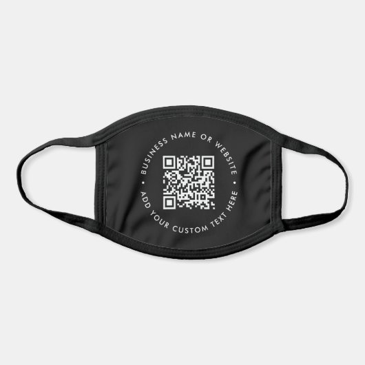 QR Code | Black Business Modern Budget Round Face Mask (Front)