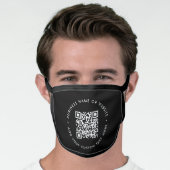 QR Code | Black Business Modern Budget Round Face Mask (Worn Him)