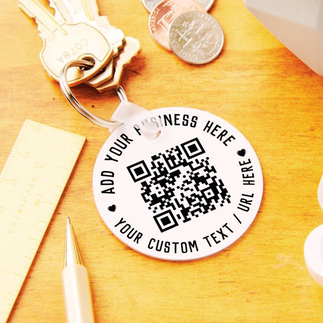 QR Code | Black Business Modern Budget Round Keychain (Creator Uploaded)
