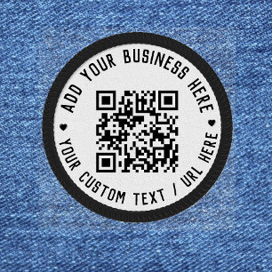 QR Code Black Business Modern Budget Round Patch